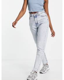 Dr Denim Nora mom jeans with rips in mid wash blue