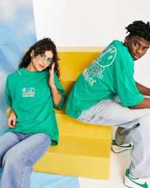ASOS DESIGN ASOS Daysocial unisex oversized t-shirt with graphic print and logo in green