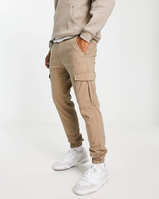 ASOS DESIGN tapered cargo pants in navy