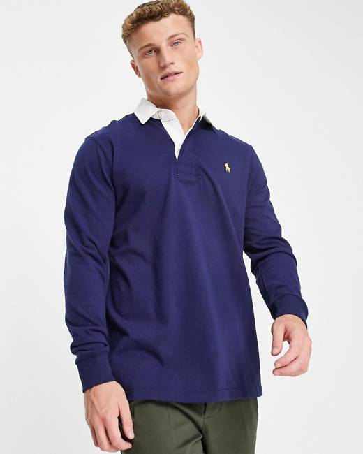 WoolOvers Organic Cotton Rugby Shirt Blue