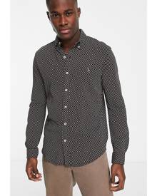 Polo Ralph Lauren icon logo geometric print button down pique shirt in brown