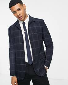 Selected Homme slim fit suit jacket in navy check