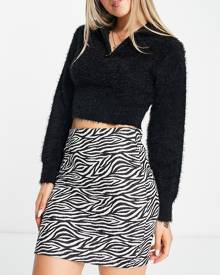 New Look zebra print tube mini skirt in black