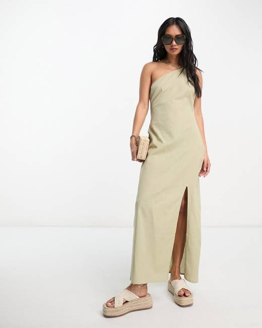 ASOS EDITION off shoulder organza mini trapeze dress in powder