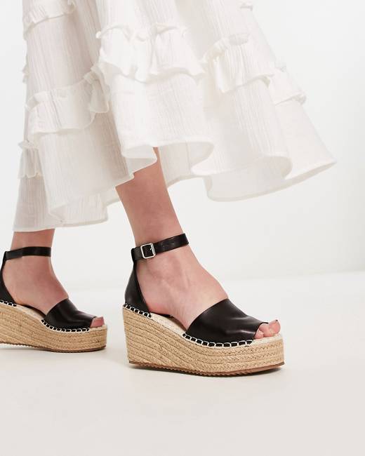 Glamorous Espadrille Wedge Sandals in Tan micro-Brown