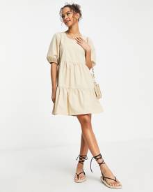 Charlie Holiday Marny mini smock dress in cream-Neutral