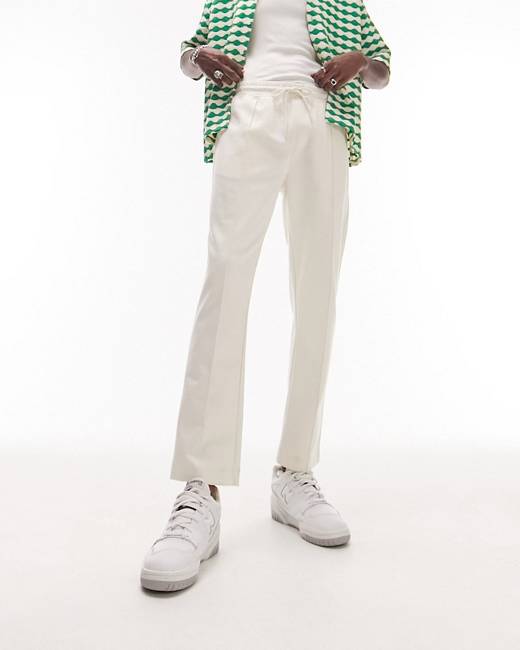 Topman parachute pants in off white