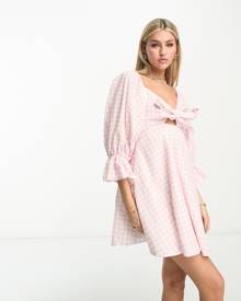 Charlie Holiday Sonny gingham mini dress in pink