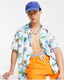 COLLUSION holiday print revere short sleeve shirt in multi