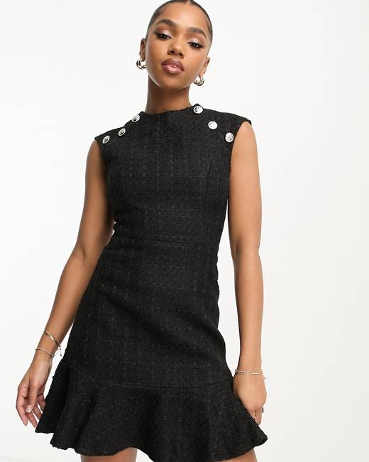 Lipsy Premium Lace Applique Cami Midi Dress in Black and white-Multi