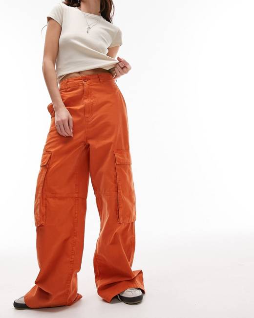 Free People utility cargo pants in washed orange