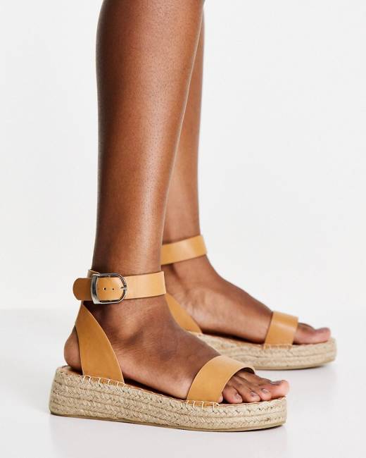 ASOS DESIGN Wide Fit Frenzy cross strap flat sandals with chain in black