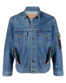 Don't Worry camouflage-print panelled denim jacket - Blue