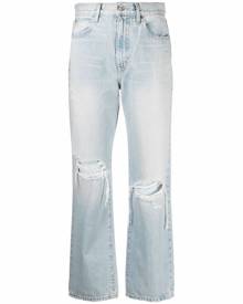 SLVRLAKE ripped detailing straight-legged cropped jeans - Blue