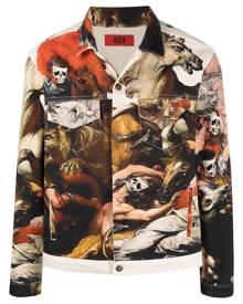 424 graphic-print denim jacket - Brown