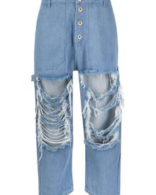 Marques'Almeida ripped cropped jeans - Blue