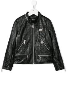 Philipp Plein Junior Statement Moto leather jacket - Black