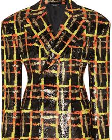 Dolce & Gabbana sequinned plaid double-breasted suit jacket - Black
