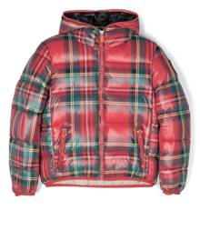 Save The Duck Kids check-print puffer jacket - Red