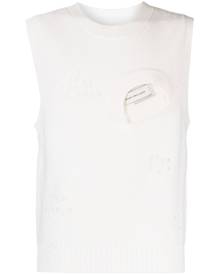 Feng Chen Wang distressed chunky-knit vest - White
