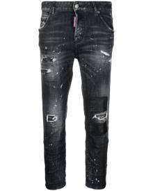 Dsquared2 paint-splatter ripped-detail cropped jeans - Black