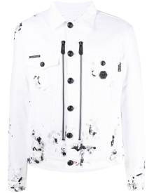 Philipp Plein logo-print denim jacket - White