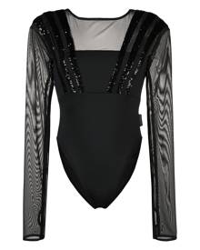 adidas sequin-embellished panelled bodysuit - Black
