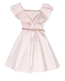 Monnalisa belted ruffle party dress - Pink