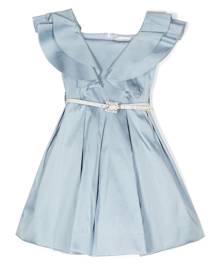Monnalisa belted ruffle party dress - Blue