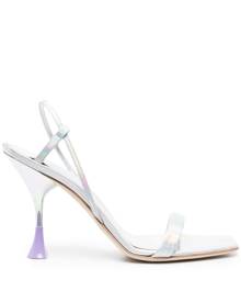 3juin square-toe 100mm iridescent sandals - Silver