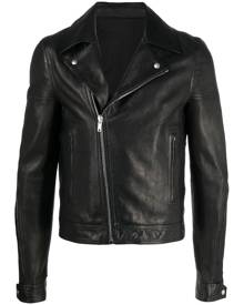 Rick Owens leather zip-up biker jacket - Black