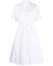 Moncler belted-waist flared shirt dress - White