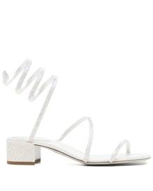 René Caovilla crystal embellished strappy sandals - White