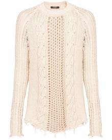 Balmain distressed cable-knit jumper - Neutrals