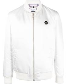 Philipp Plein skull-print satin bomber jacket - White