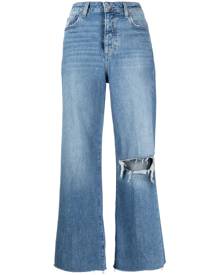 PAIGE ripped-detail wide-leg jeans - Blue