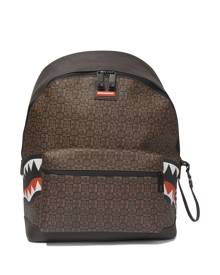 sprayground kid cartoon-print faux-leather backpack - Brown