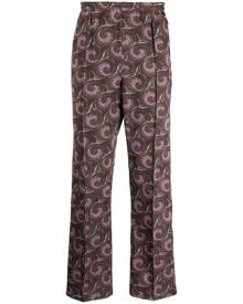 Needles pintuck bold-checked trousers - Brown