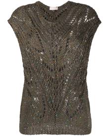 LIU JO sequin-embellished knitted sleeveless top - Green