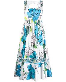 Aje Botanical print pleated dress - White