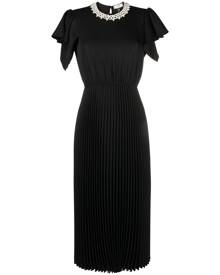 NISSA lace-trim plissé dress - Black