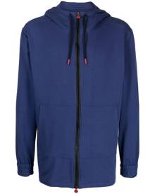 Kiton drawstring zipped hooded jacket - Blue