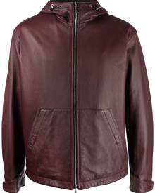 Tagliatore zipped leather hooded jacket - Purple