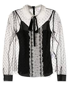 RED Valentino point d'esprit tulle semi-sheer blouse - Black
