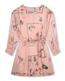 Lanvin Enfant botanical-print satin dress - Pink