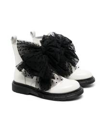 Monnalisa bow-detail ankle boots - White