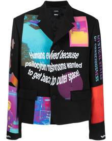 MSFTSrep graphic-print denim jacket - Black