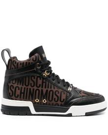 Moschino logo-print high-top sneakers - Brown