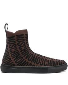 Moschino logo-print high-top sneakers - Brown