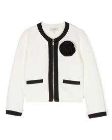 TWINSET zip-up floral-appliqué jacket - White